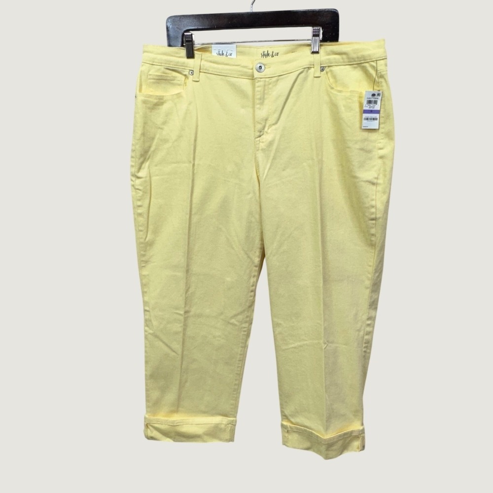 Style & Co‎ Curvy Capri Pants 18 Yellow Soft Sun Stretch Cropped Summer Casual